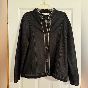 Chico’s Women’s Black with Tan detail Size 3 Blazer/Jacket